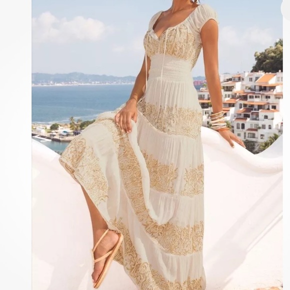 Boston Proper Bamboo Sequin Peasant
Maxi Dress - Picture 2 of 10